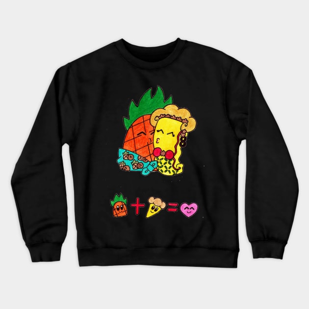 Pineapple + Pizza = Love Crewneck Sweatshirt by thelovebirds